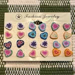 Fashion Jewelry Kids Multicolor Flower & Heart Stud Earring Set